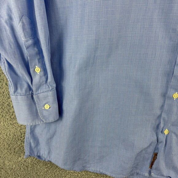 Gitman Bros Dress Shirt Mens 18 34 Blue Plaid Business Casual Preppy Wedding - Picture 5 of 12